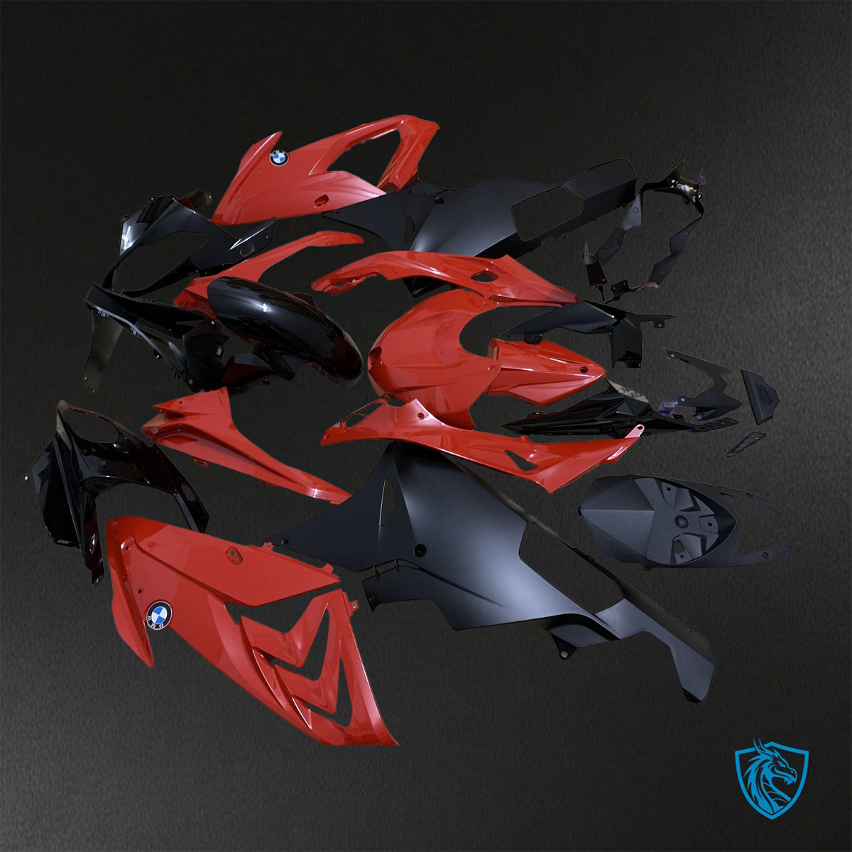 BMW S1000RR (2015-2018) HP4 (2017-2018) Red & Black Fairings Kit - Aftermarket ABS Bodywork