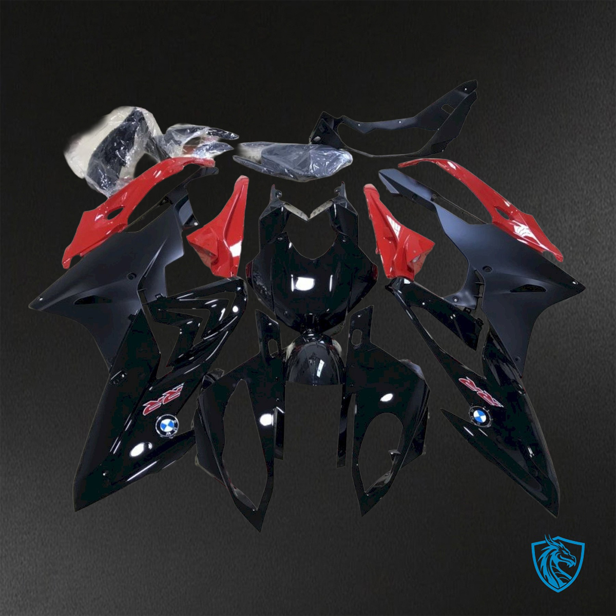 BMW S1000RR (2015-2018) HP4 (2017-2018) Black & Red - Custom ABS Fairing Kit