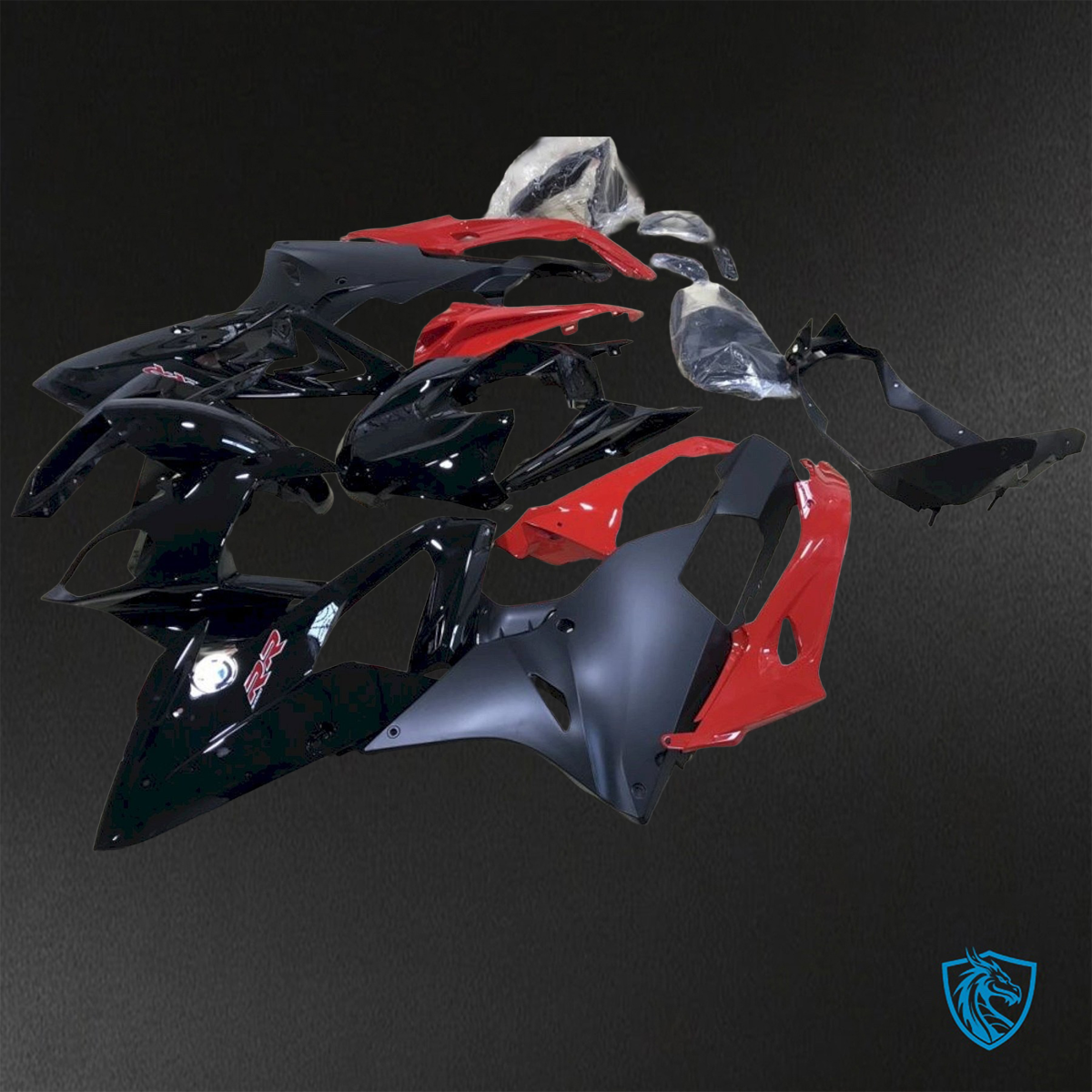 BMW S1000RR (2015-2018) HP4 (2017-2018) Black & Red - Custom ABS Fairing Kit