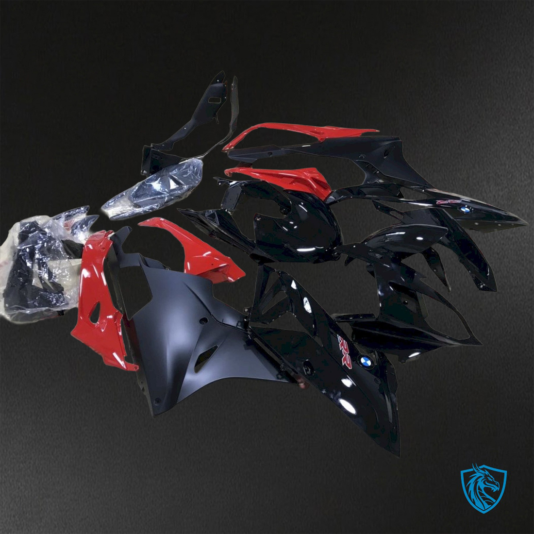 BMW S1000RR (2015-2018) HP4 (2017-2018) Black & Red - Custom ABS Fairing Kit