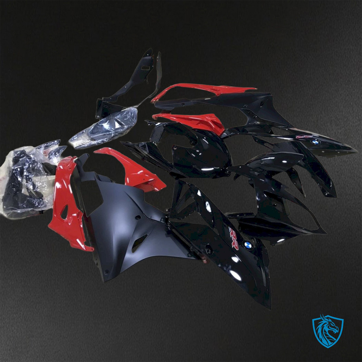 BMW S1000RR (2015-2018) HP4 (2017-2018) Black & Red - Custom ABS Fairing Kit