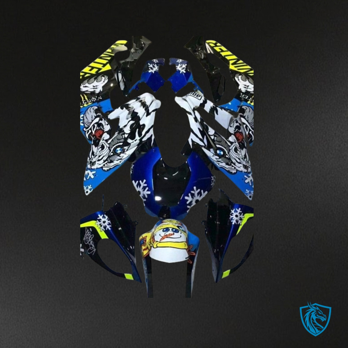 BMW S1000RR (2015-2018) Blue, Black & White Tiger - Custom ABS Fairing Kit