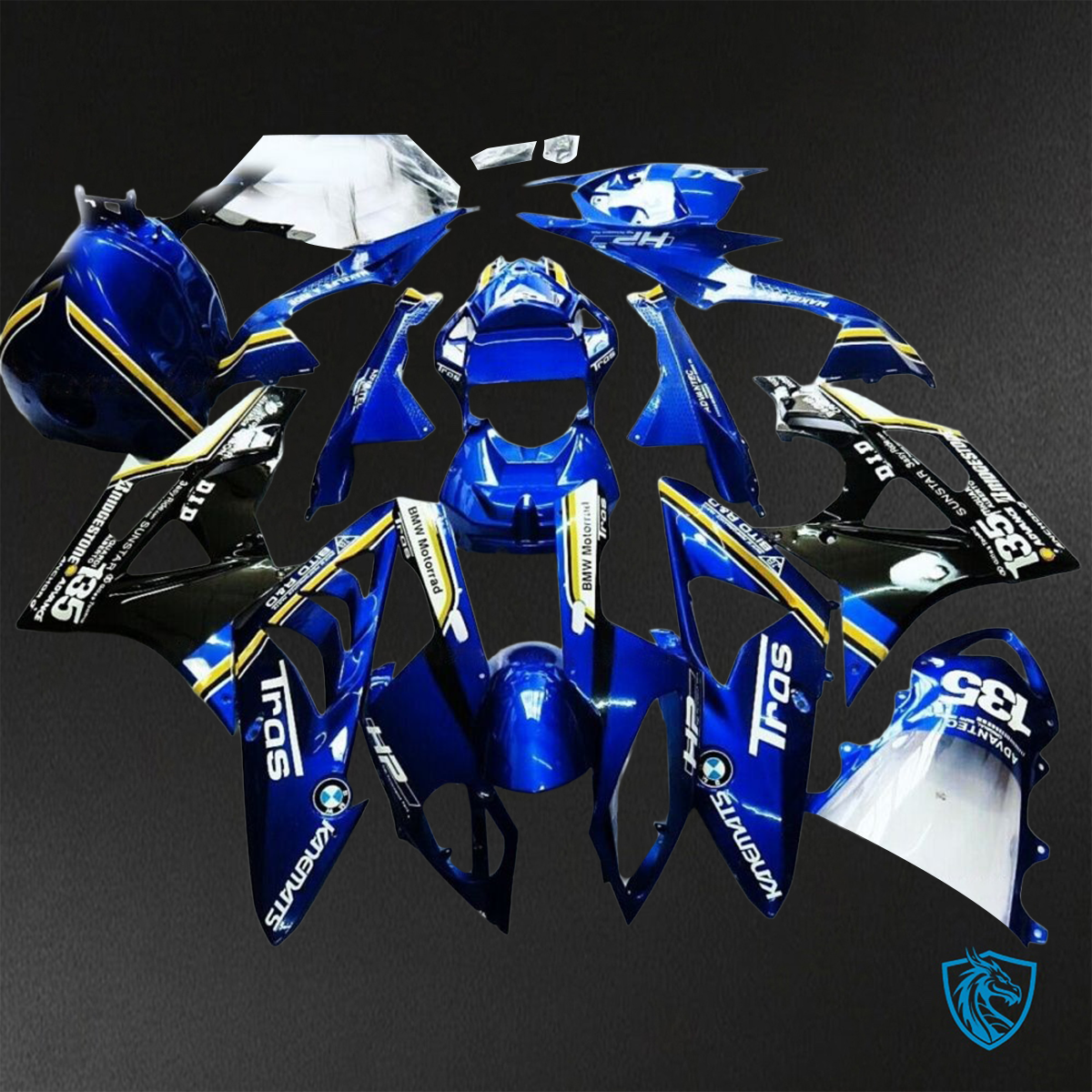 BMW S1000RR (2015-2018) HP4 (2017-2018) Blue & Black Fairings Kit - Aftermarket ABS Bodywork