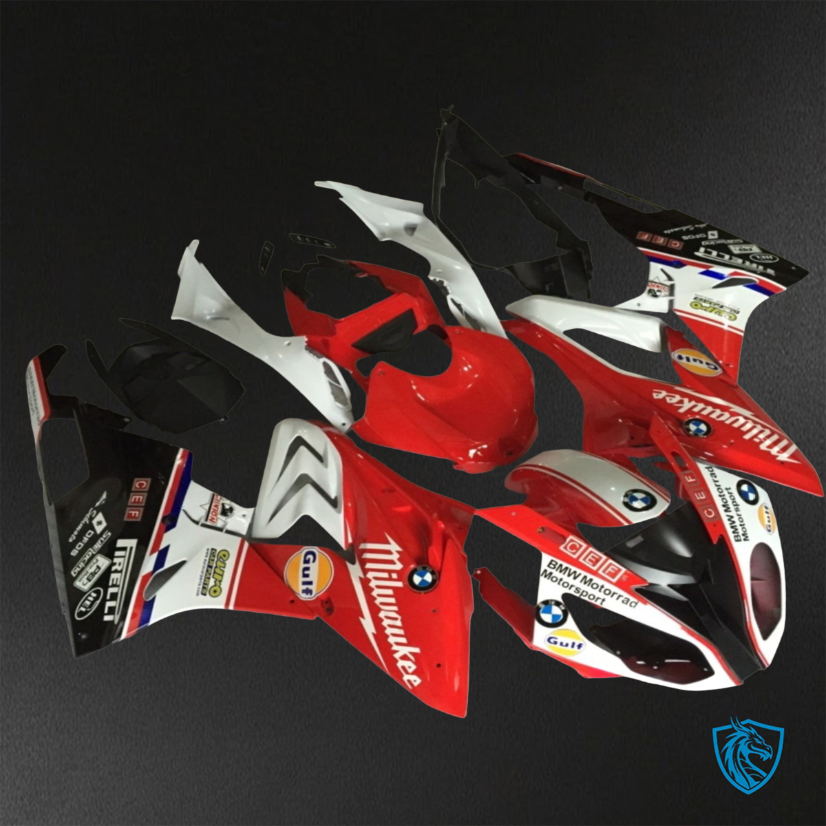 BMW S1000RR (2015-2018) HP4 (2017-2018) Red & White Fairings Kit - Aftermarket ABS Bodywork