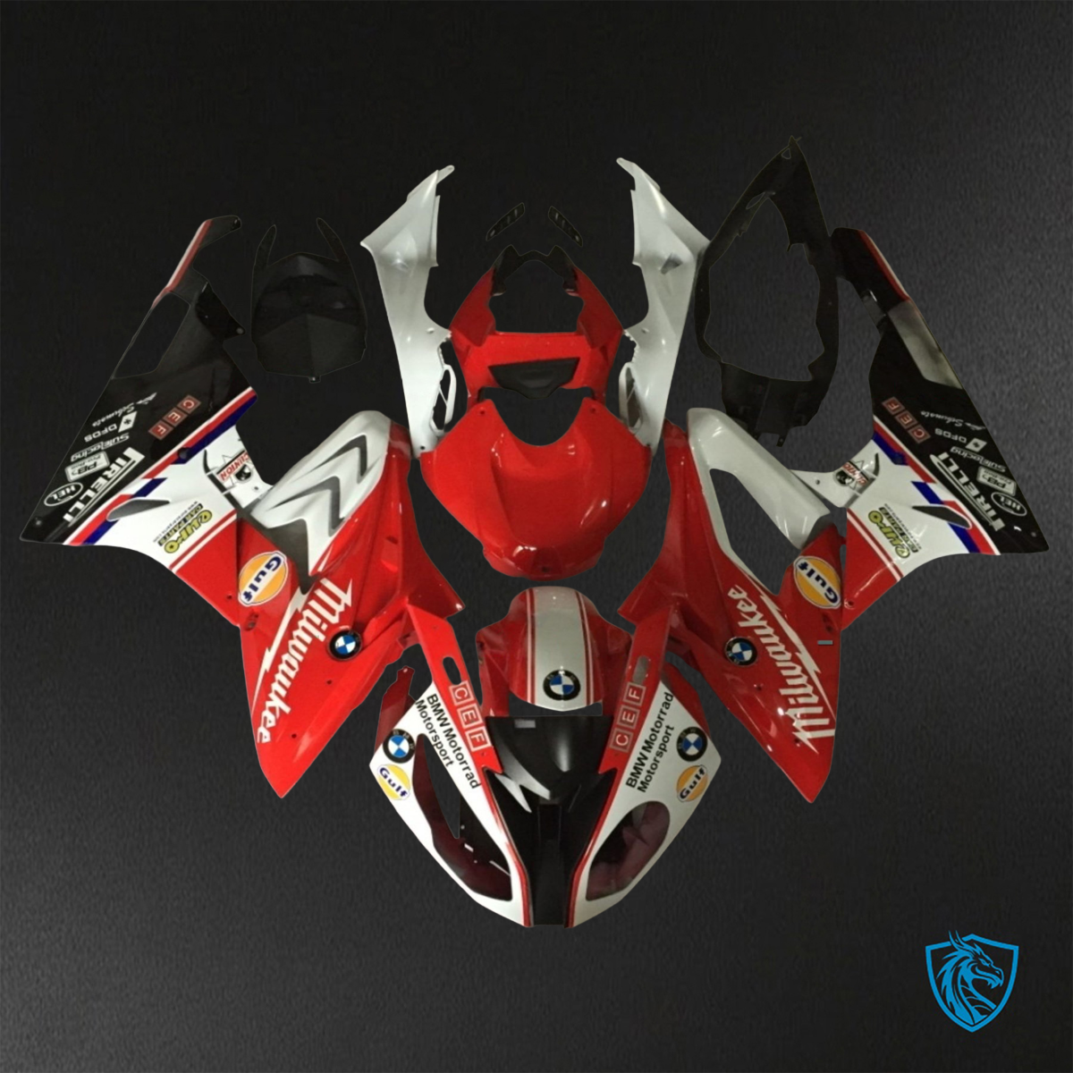 BMW S1000RR (2015-2018) HP4 (2017-2018) Red & White Fairings Kit - Aftermarket ABS Bodywork