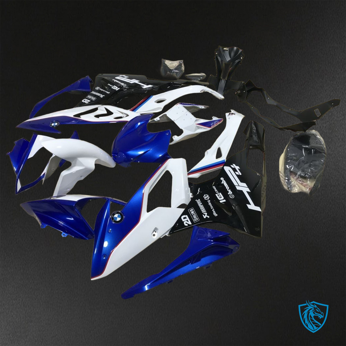 BMW S1000RR (2015-2018) HP4 (2017-2018) White & Blue - Custom ABS Fairing Kit