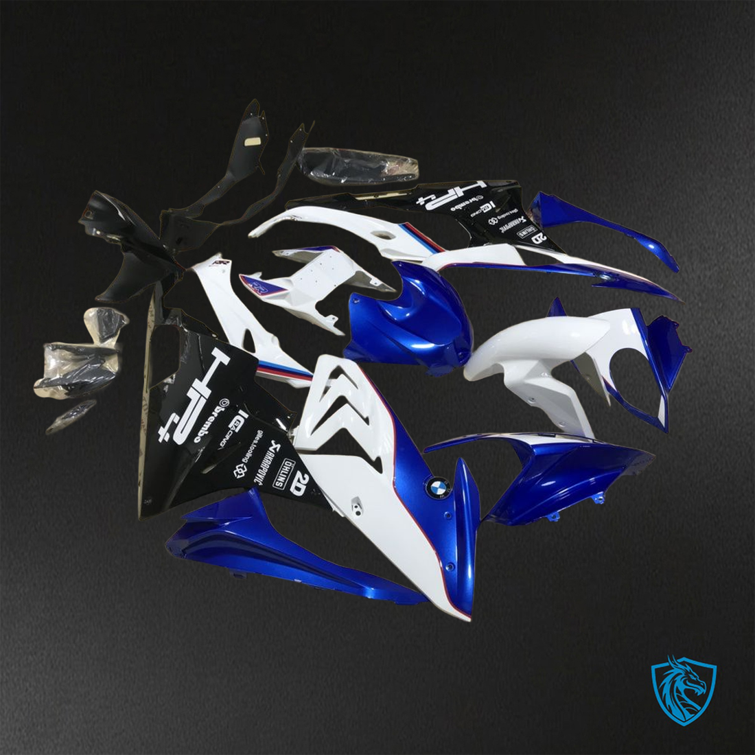 BMW S1000RR (2015-2018) HP4 (2017-2018) White & Blue - Custom ABS Fairing Kit