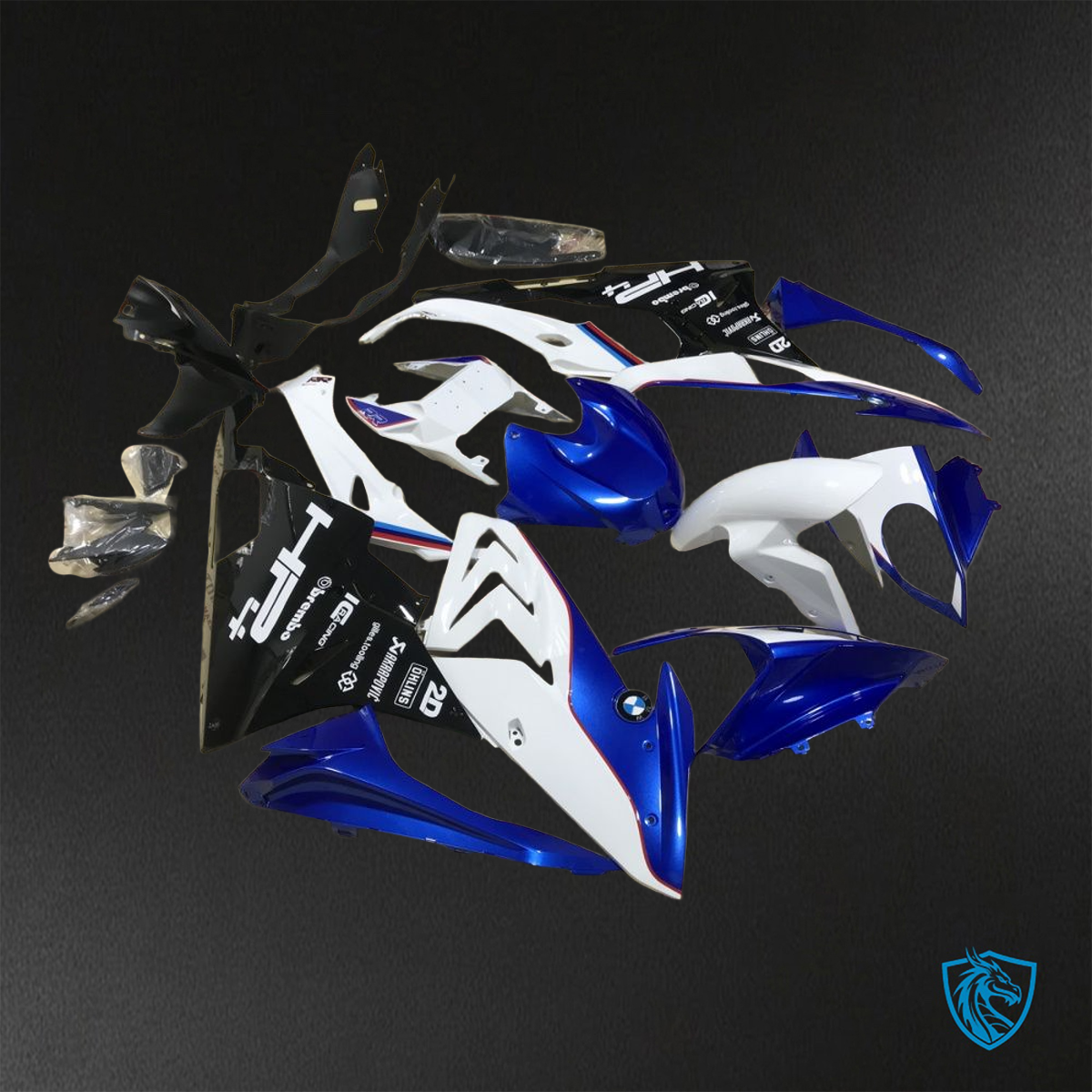 BMW S1000RR (2015-2018) HP4 (2017-2018) White & Blue - Custom ABS Fairing Kit