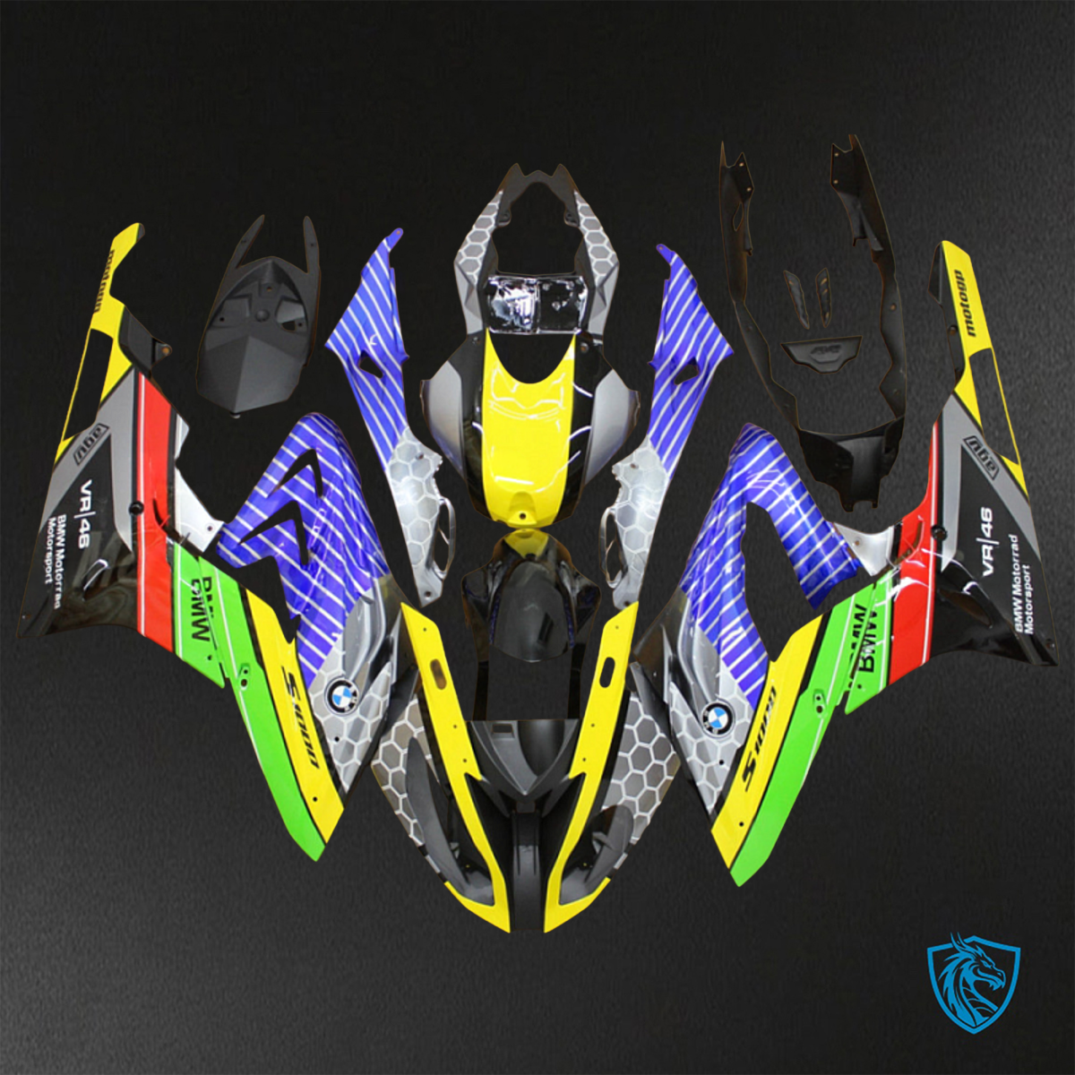 BMW S1000RR (2015-2018) HP4 (2017-2018) Multicolour Fairings Kit - Aftermarket ABS Bodywork