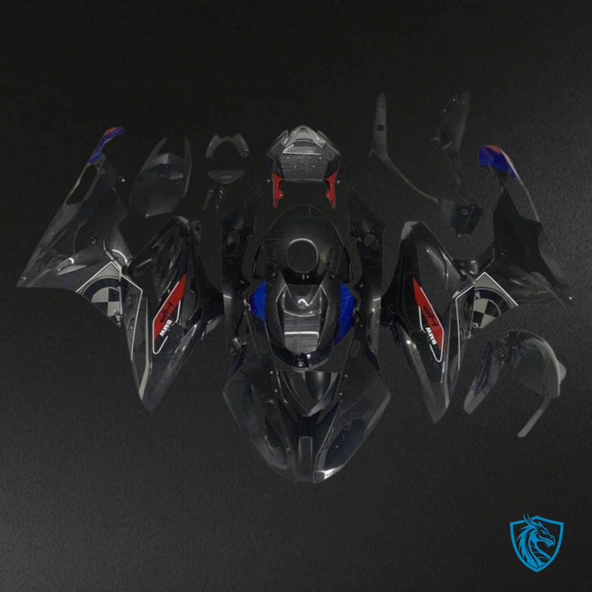 BMW S1000RR (2015-2018) Black & Red Carbon Aquaprint - Custom ABS Fairing Kit