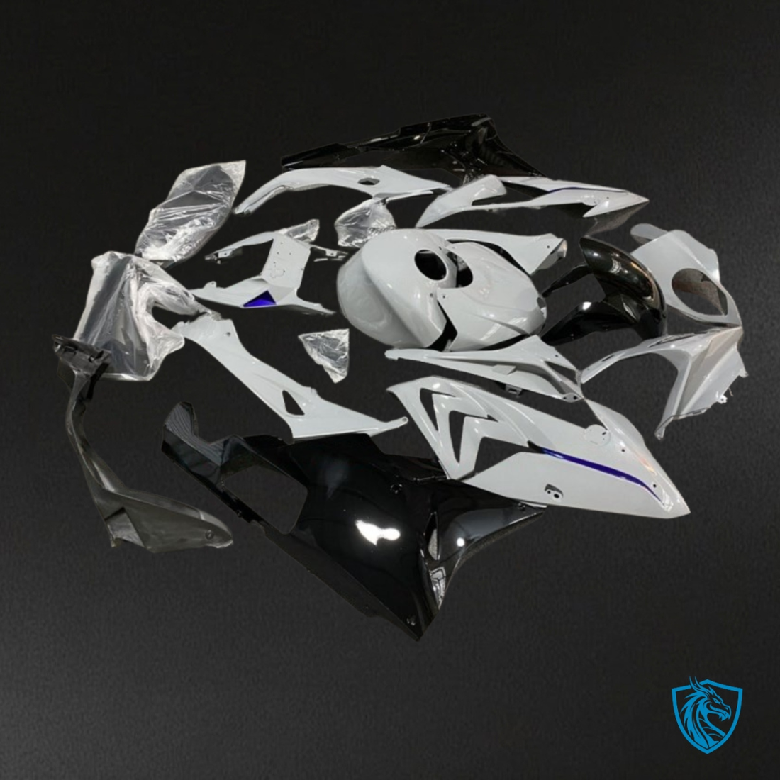 BMW S1000RR (2017-2018) Glossy White & Black - MERGEment Motorcycle Fairings Kit