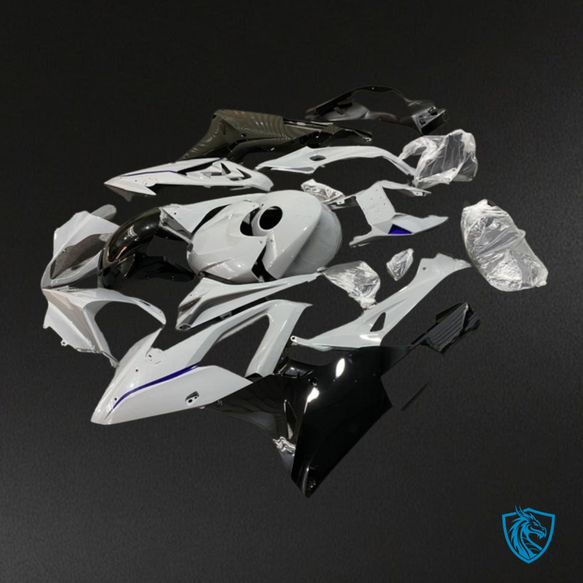 BMW S1000RR (2017-2018) Glossy White & Black - MERGEment Motorcycle Fairings Kit