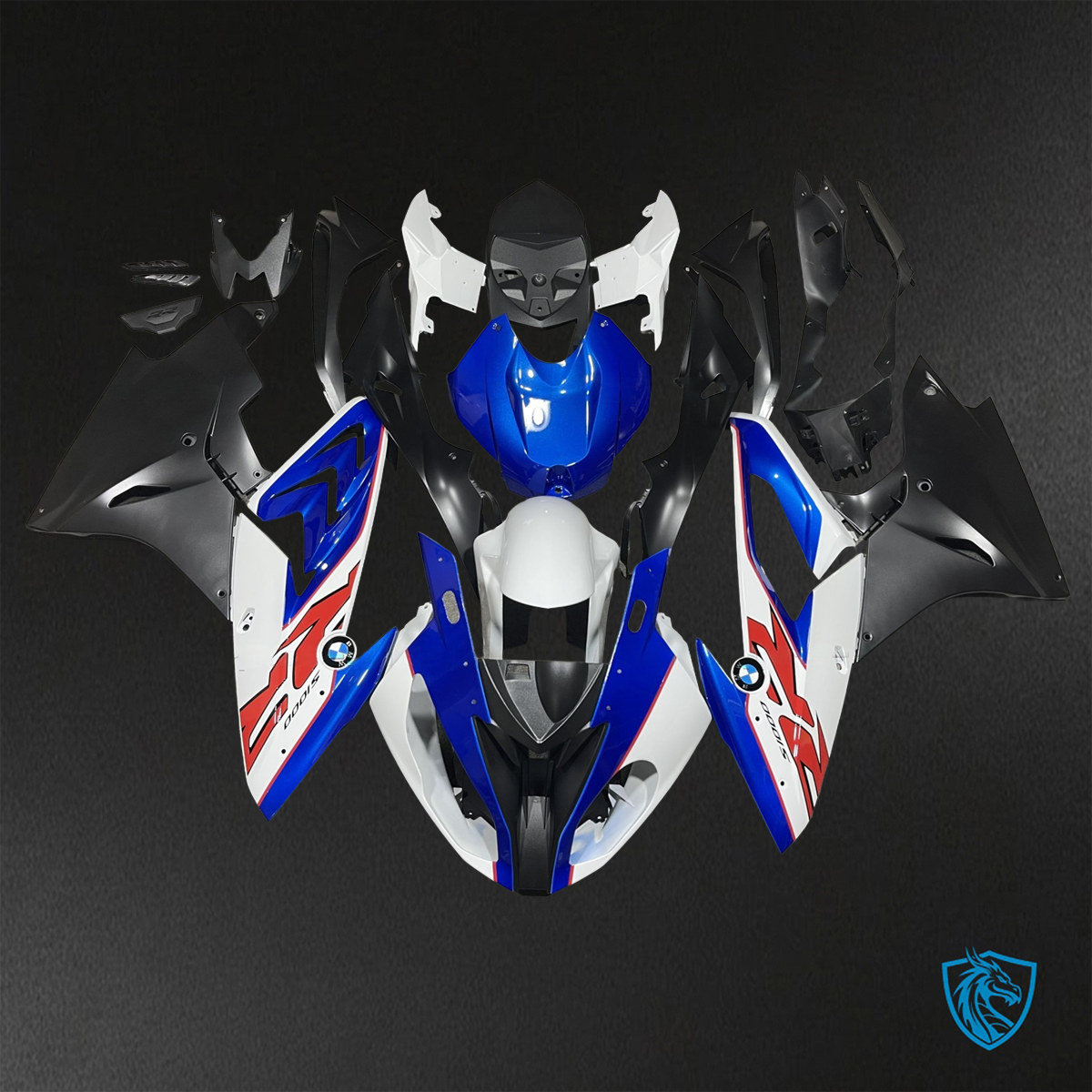 BMW S1000RR (2015-2018) HP4 (2017-2018) Blue, White & Black Fairings Kit - Aftermarket ABS Bodywork
