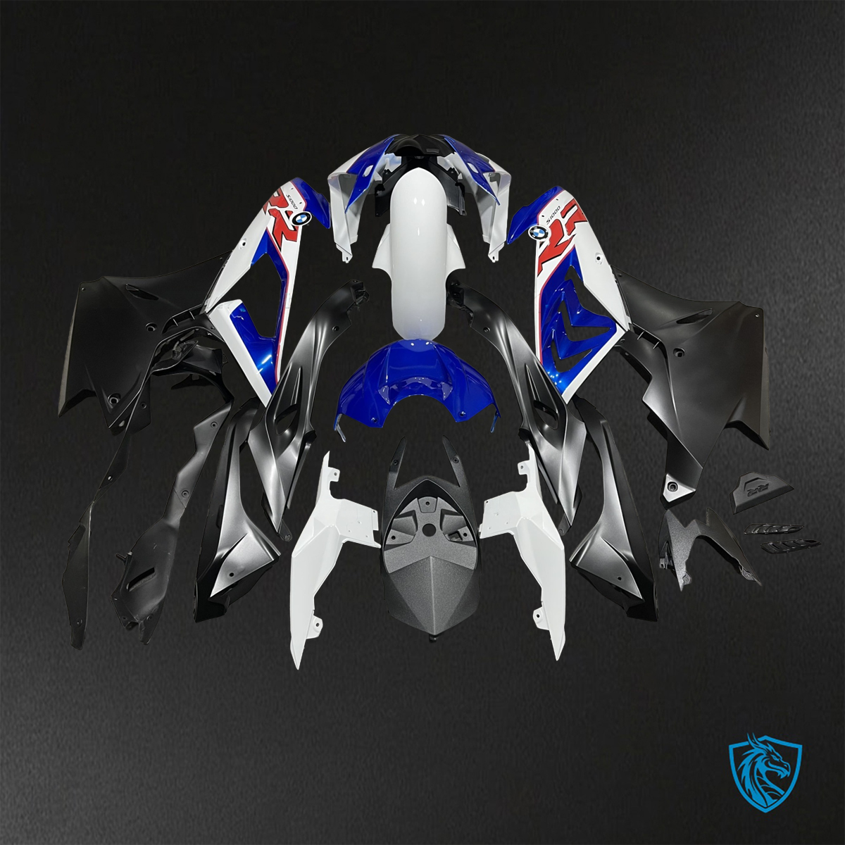 BMW S1000RR (2015-2018) HP4 (2017-2018) Blue, White & Black Fairings Kit - Aftermarket ABS Bodywork
