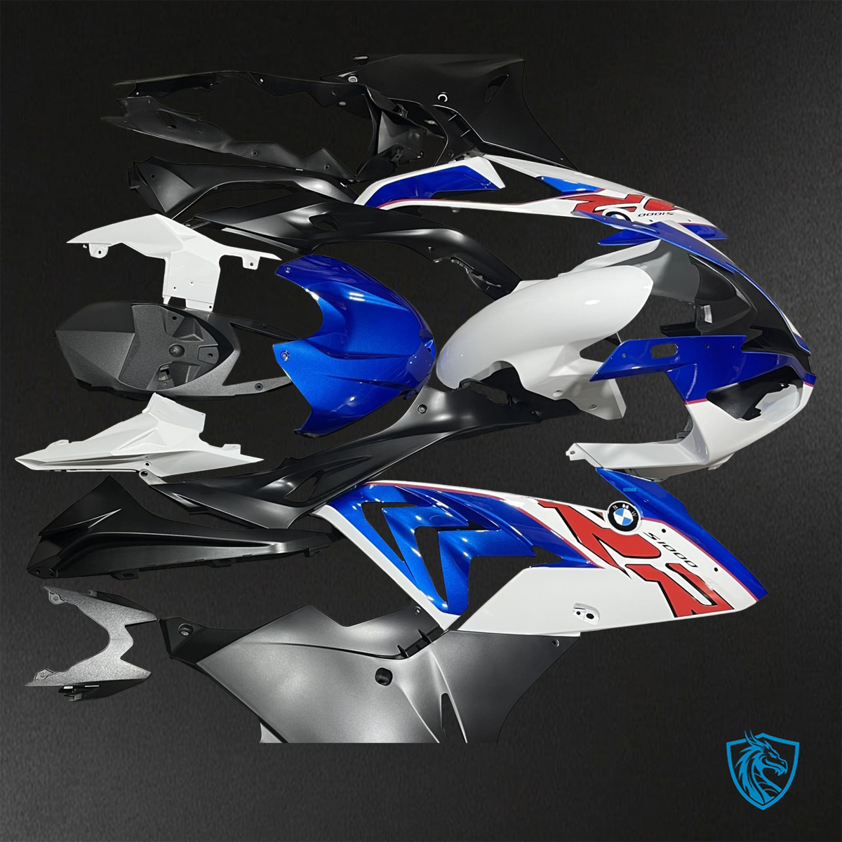 BMW S1000RR (2015-2018) HP4 (2017-2018) Blue, White & Black Fairings Kit - Aftermarket ABS Bodywork