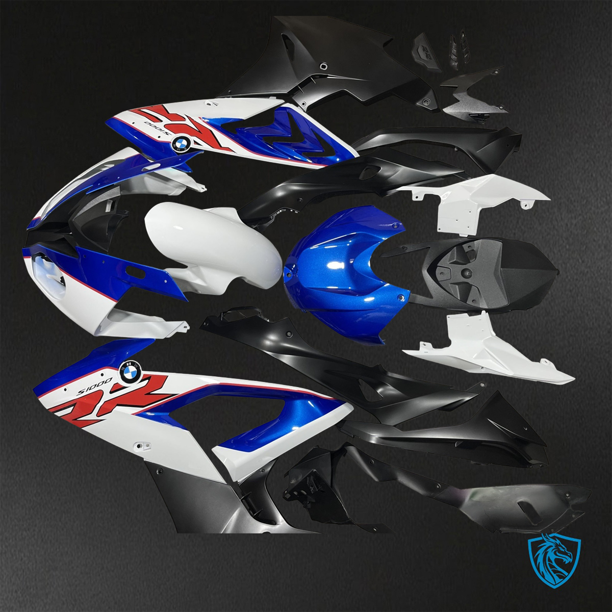 BMW S1000RR (2015-2018) HP4 (2017-2018) Blue, White & Black Fairings Kit - Aftermarket ABS Bodywork