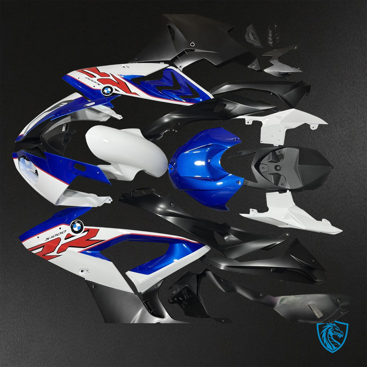 BMW S1000RR (2015-2018) HP4 (2017-2018) Blue, White & Black Fairings Kit - Aftermarket ABS Bodywork