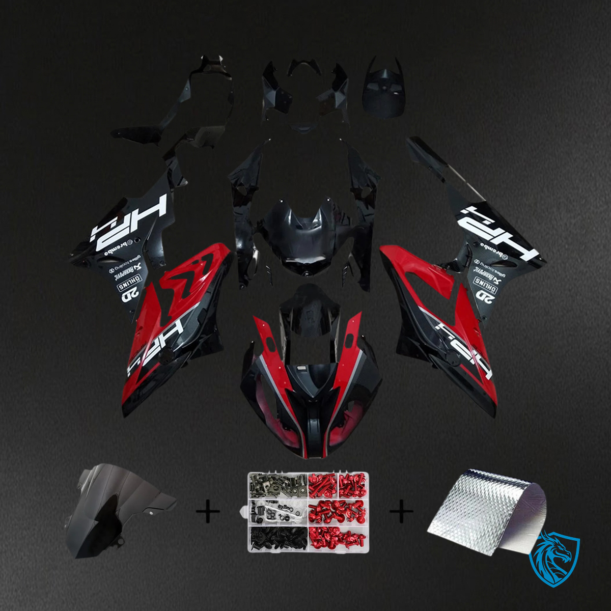 BMW S1000RR (2017-2018) Fairing Set - Black & Red Style4 - ABS Bodywork
