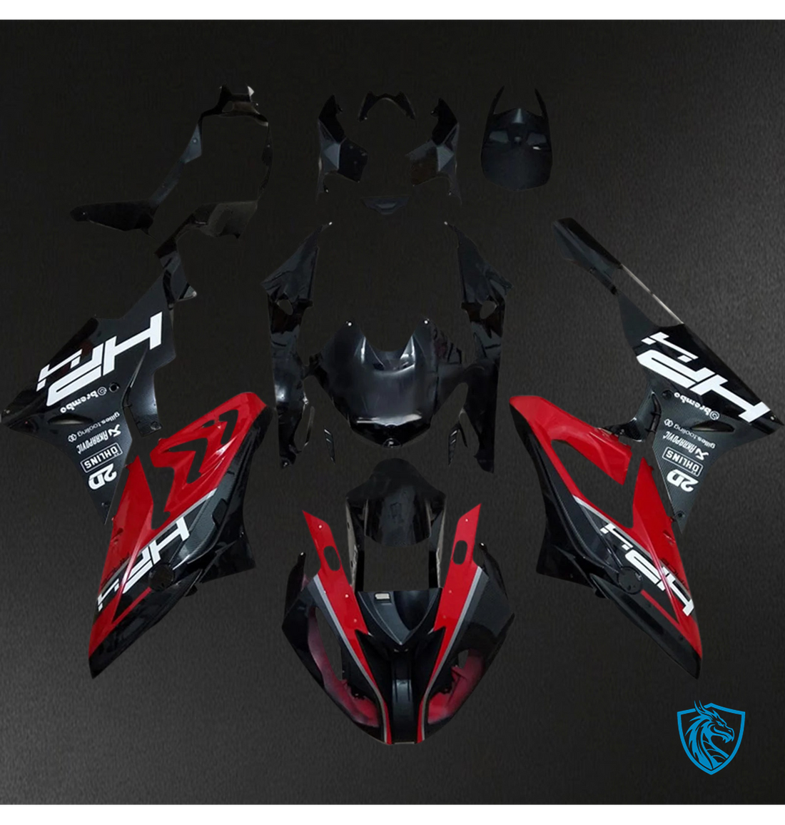 BMW S1000RR (2017-2018) Fairing Set - Black & Red Style4 - ABS Bodywork