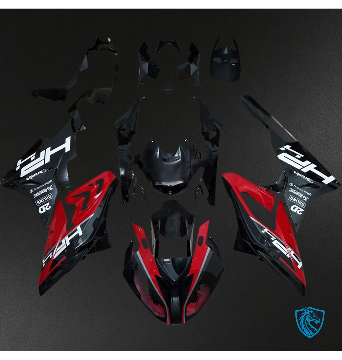 BMW S1000RR (2017-2018) Fairing Set - Black & Red Style4 - ABS Bodywork
