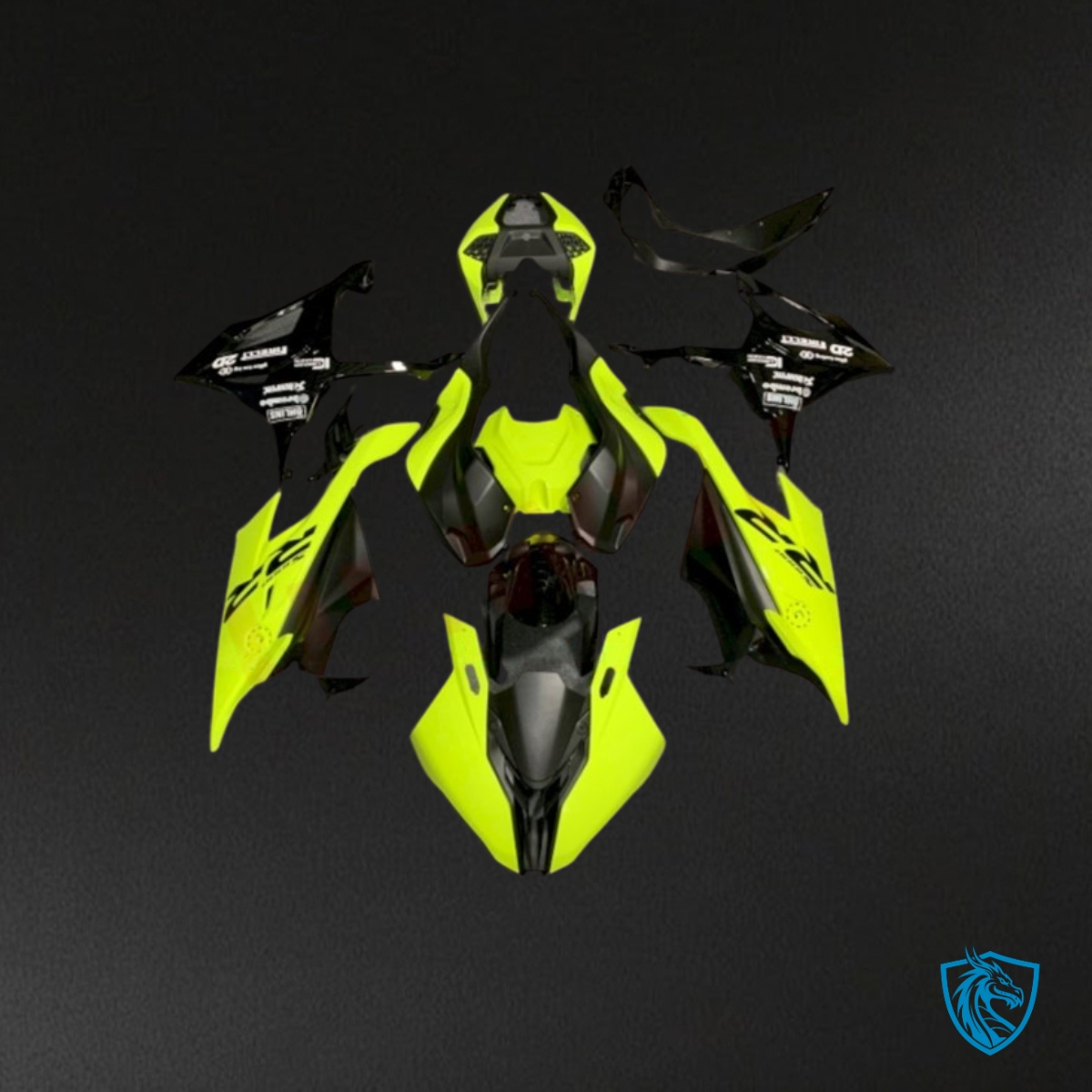 BMW S1000RR (2019-2020) Black & Neon Yellow with Logo Fairing Kit | ABS Bodywork