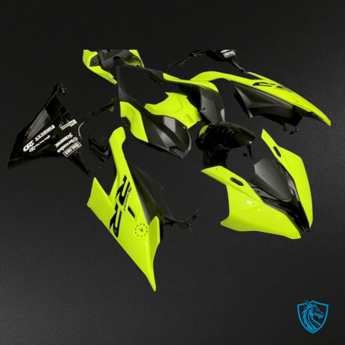BMW S1000RR (2019-2020) Black & Neon Yellow with Logo Fairing Kit | ABS Bodywork