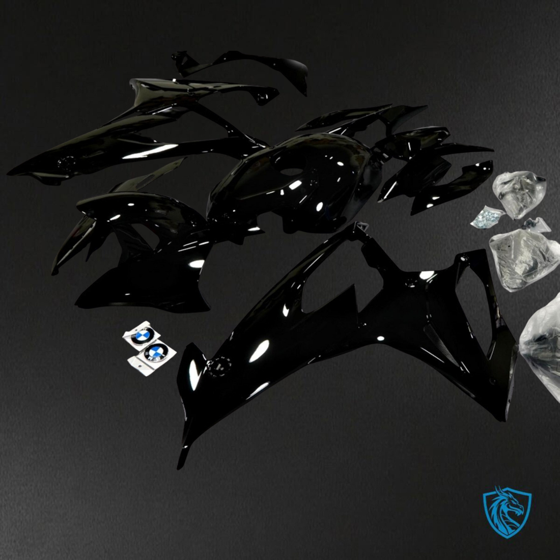 BMW S1000RR (2019-2020) Dark Gloss Black - Custom ABS Fairing Kit