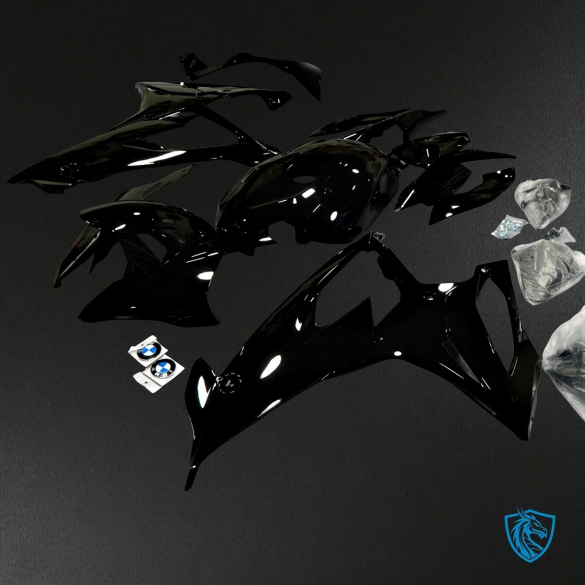 BMW S1000RR (2019-2020) Dark Gloss Black - Custom ABS Fairing Kit