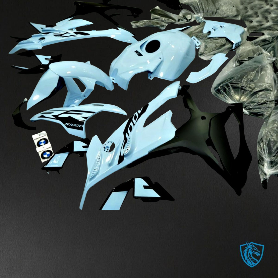 BMW S1000RR (2019-2020) Light Blue & Black - Replacement Motorcycle Fairings Kit