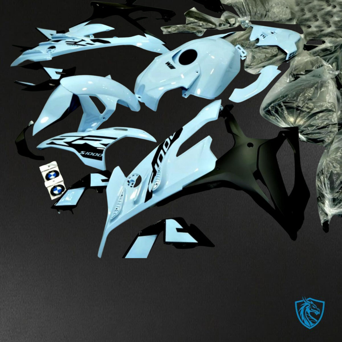 BMW S1000RR (2019-2020) Light Blue & Black - Replacement Motorcycle Fairings Kit