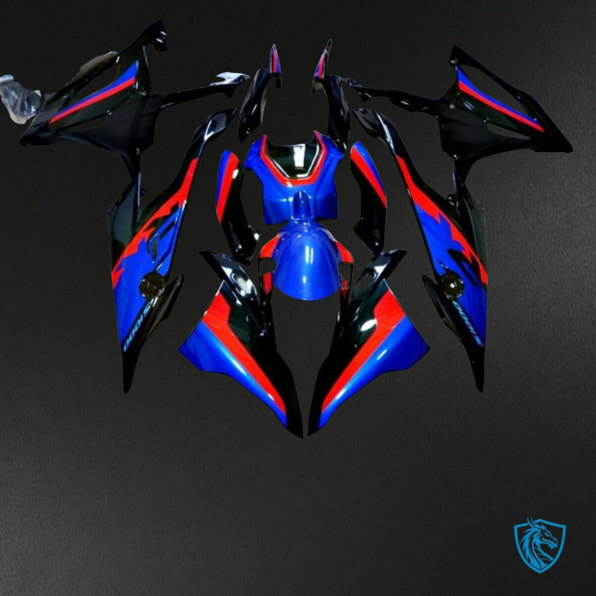 BMW S1000RR (2019-2020) Blue, Black & Red Strip - Custom ABS Fairing Kit