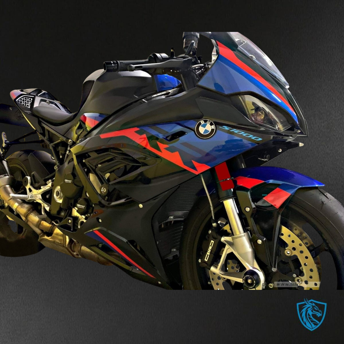 BMW S1000RR (2019-2020) Blue, Black & Red Strip - Custom ABS Fairing Kit