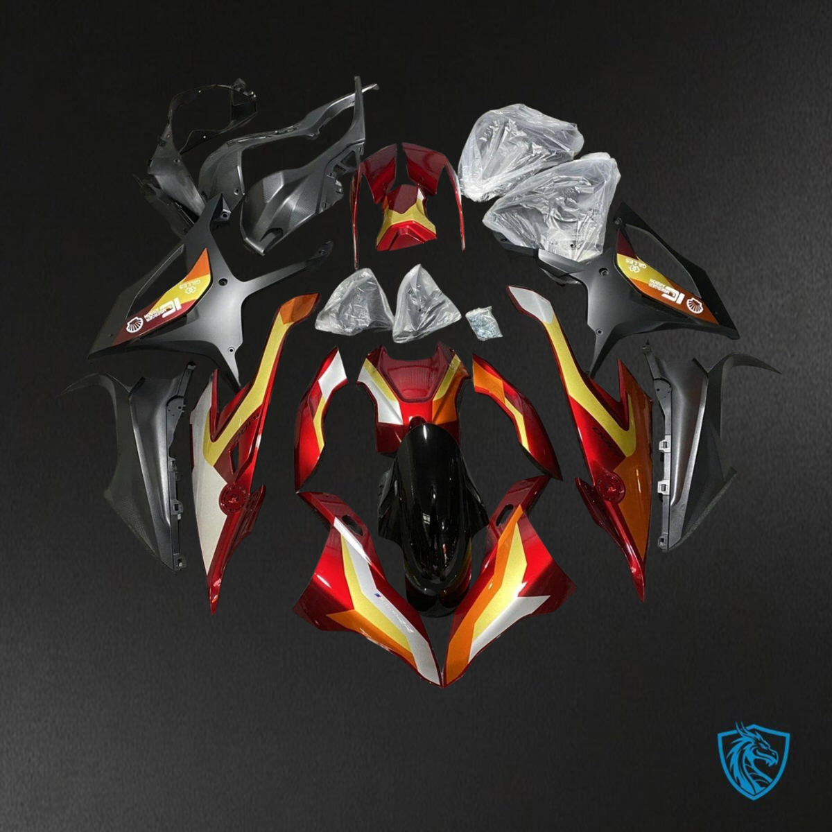 BMW S1000RR (2019-2020) Red, Black & Yellow - Replacement Motorcycle Fairings Kit