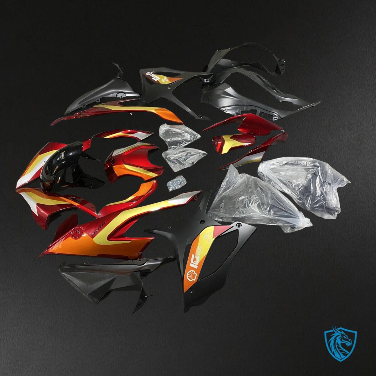 BMW S1000RR (2019-2020) Red, Black & Yellow - Replacement Motorcycle Fairings Kit