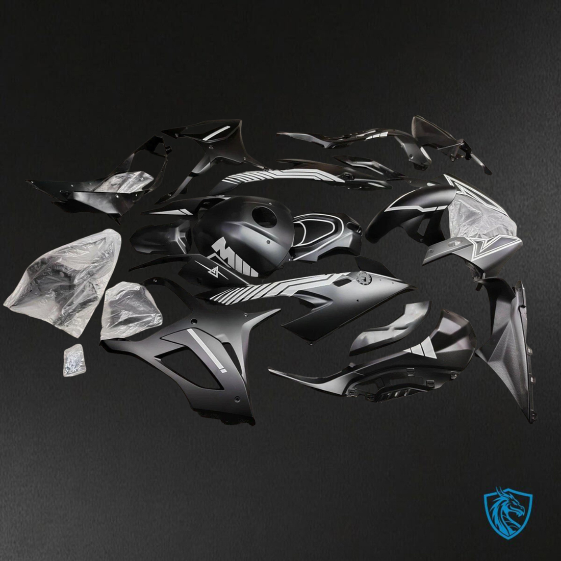 BMW S1000RR (2019-2020) Matte Black & White - Replacement Motorcycle Fairings Kit