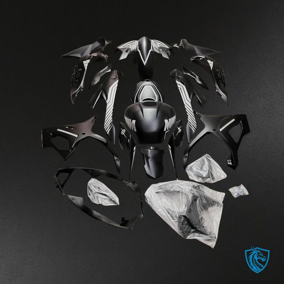 BMW S1000RR (2019-2020) Matte Black & White - Replacement Motorcycle Fairings Kit