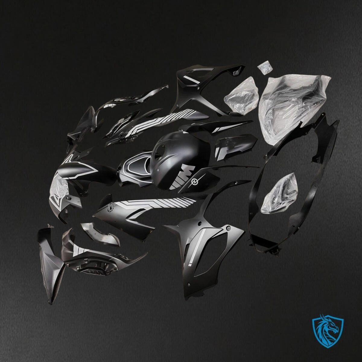 BMW S1000RR (2019-2020) Matte Black & White - Replacement Motorcycle Fairings Kit