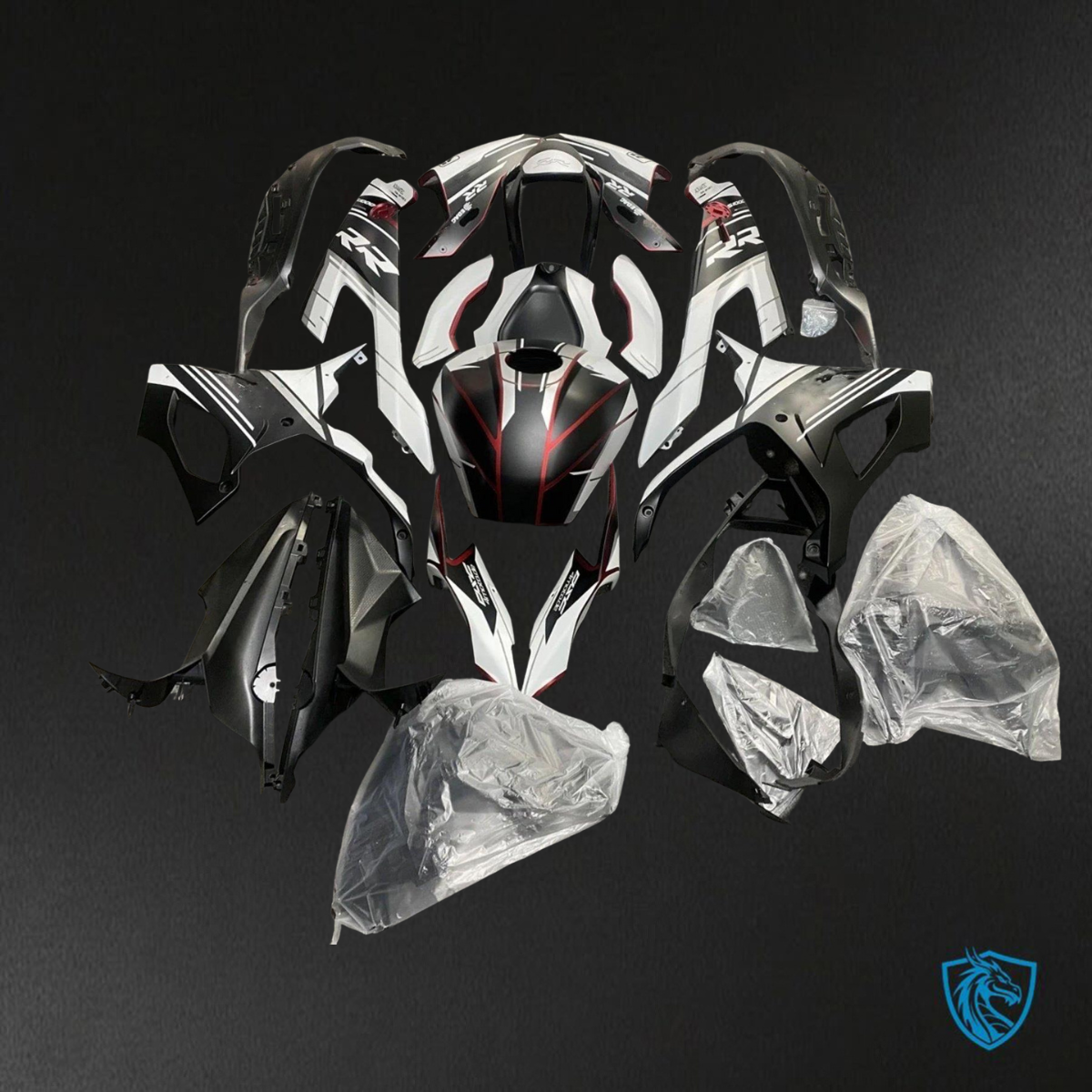 BMW S1000RR (2019-2020) Black & White Fairings Kit - Aftermarket ABS Bodywork