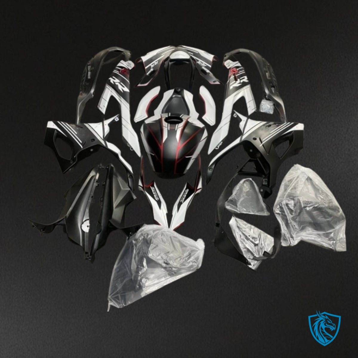 BMW S1000RR (2019-2020) Black & White - MERGEment Motorcycle Fairings Kit