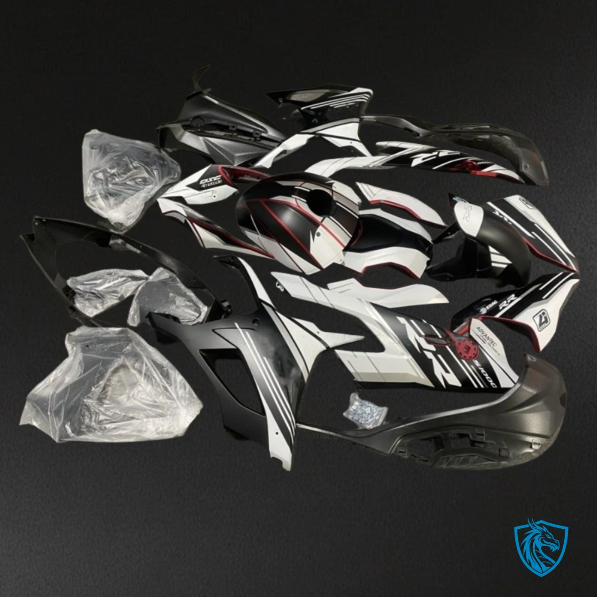 BMW S1000RR (2019-2020) Black & White - MERGEment Motorcycle Fairings Kit