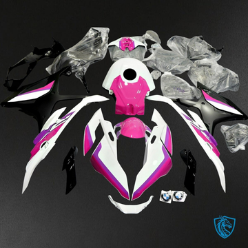 BMW S1000RR (2019-2020) Glossy Pink, White & Black - Custom ABS Fairing Kit