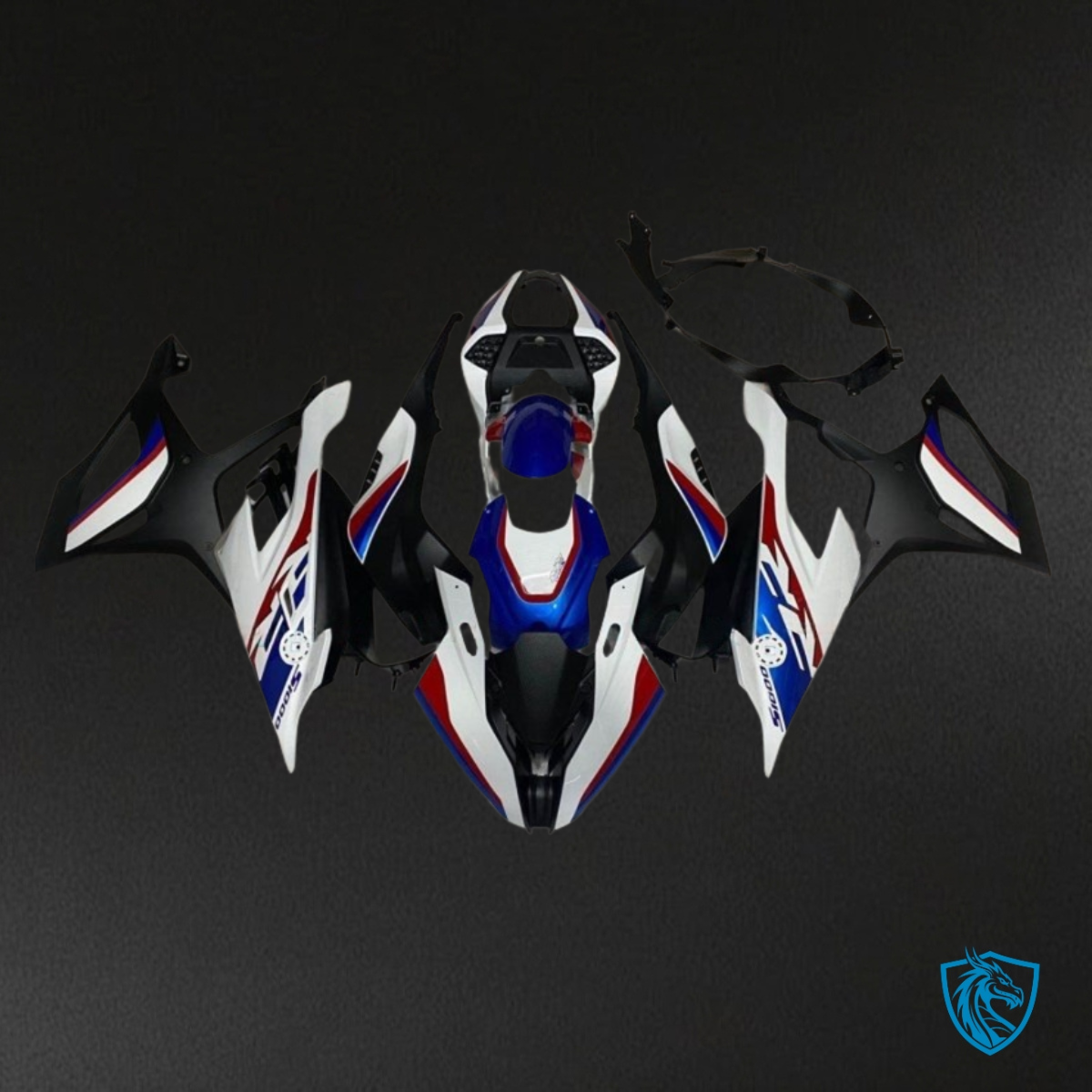 BMW S1000RR (2019-2020) Black, White & Blue - Custom ABS Fairing Kit