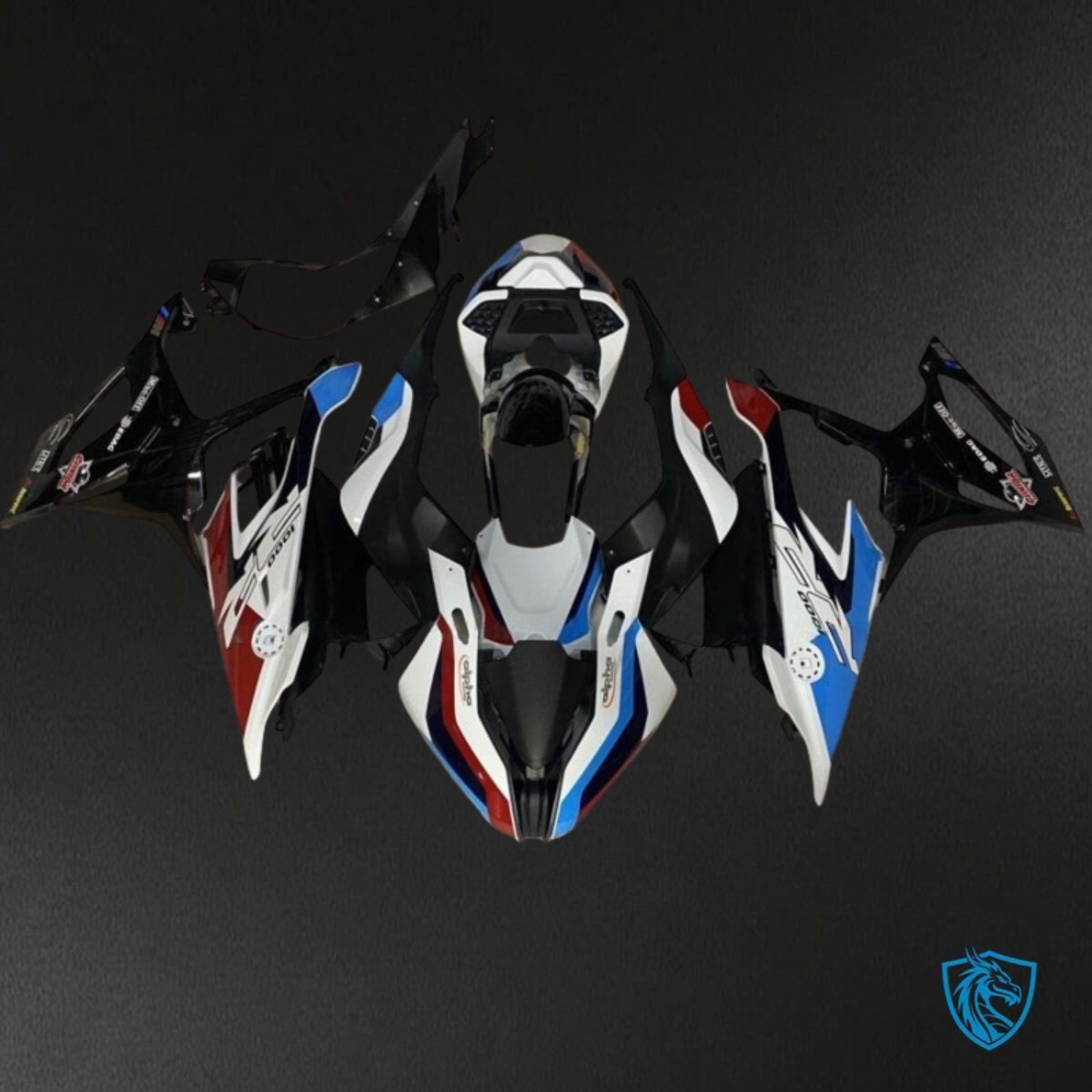 BMW S1000RR (2019-2020) Black, White, Red & Blue - Replacement Motorcycle Fairings Kit