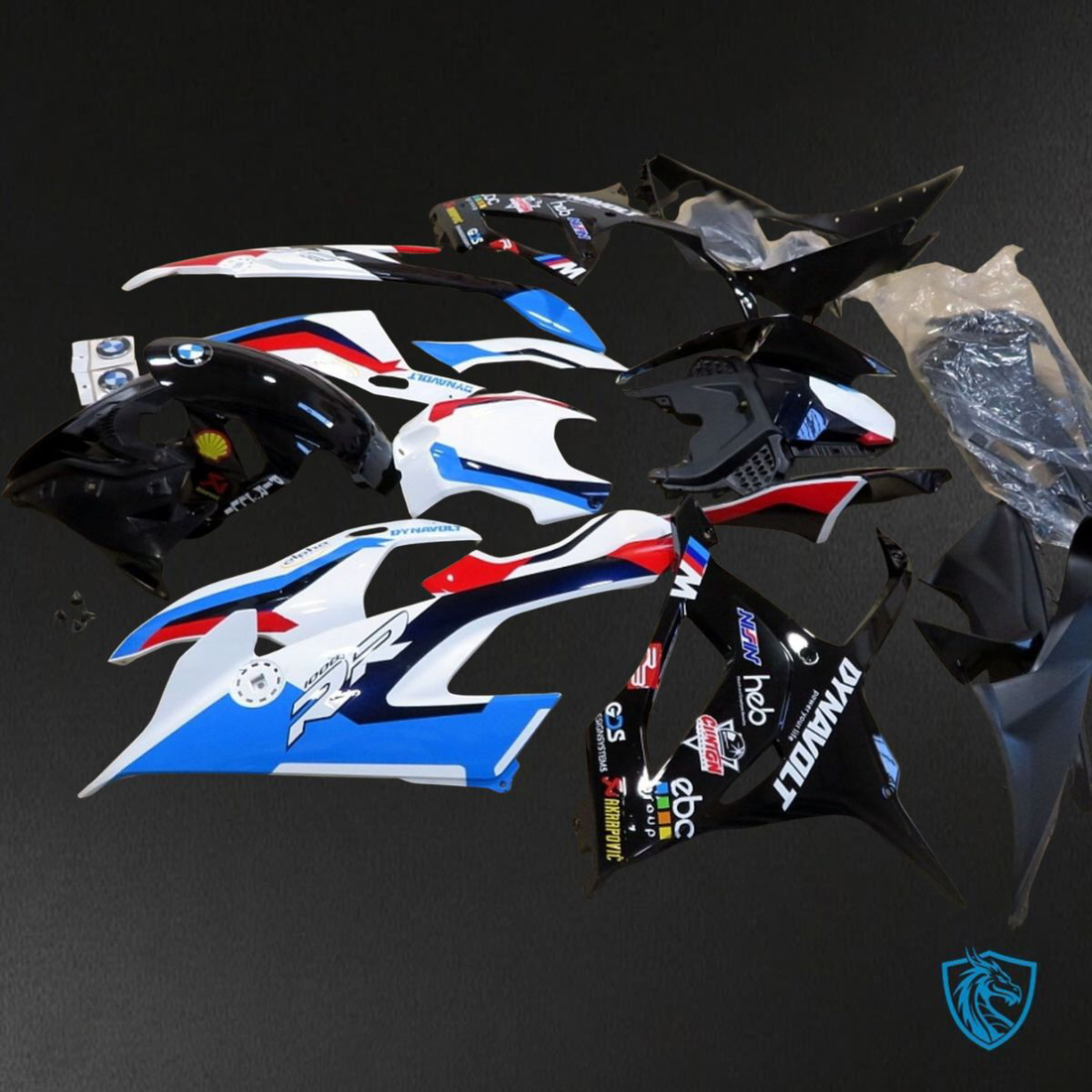 BMW S1000RR (2019-2020) Gloss Black, White, Red & Blue ABS Bodywork - Fairings Kit