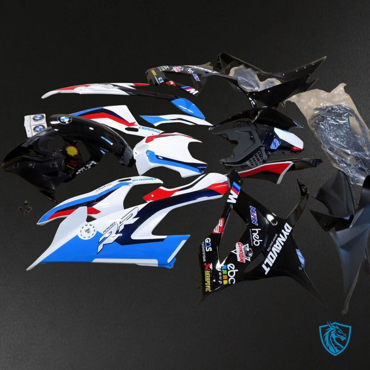BMW S1000RR (2019-2020) Gloss Black, White, Red & Blue ABS Bodywork - Fairings Kit