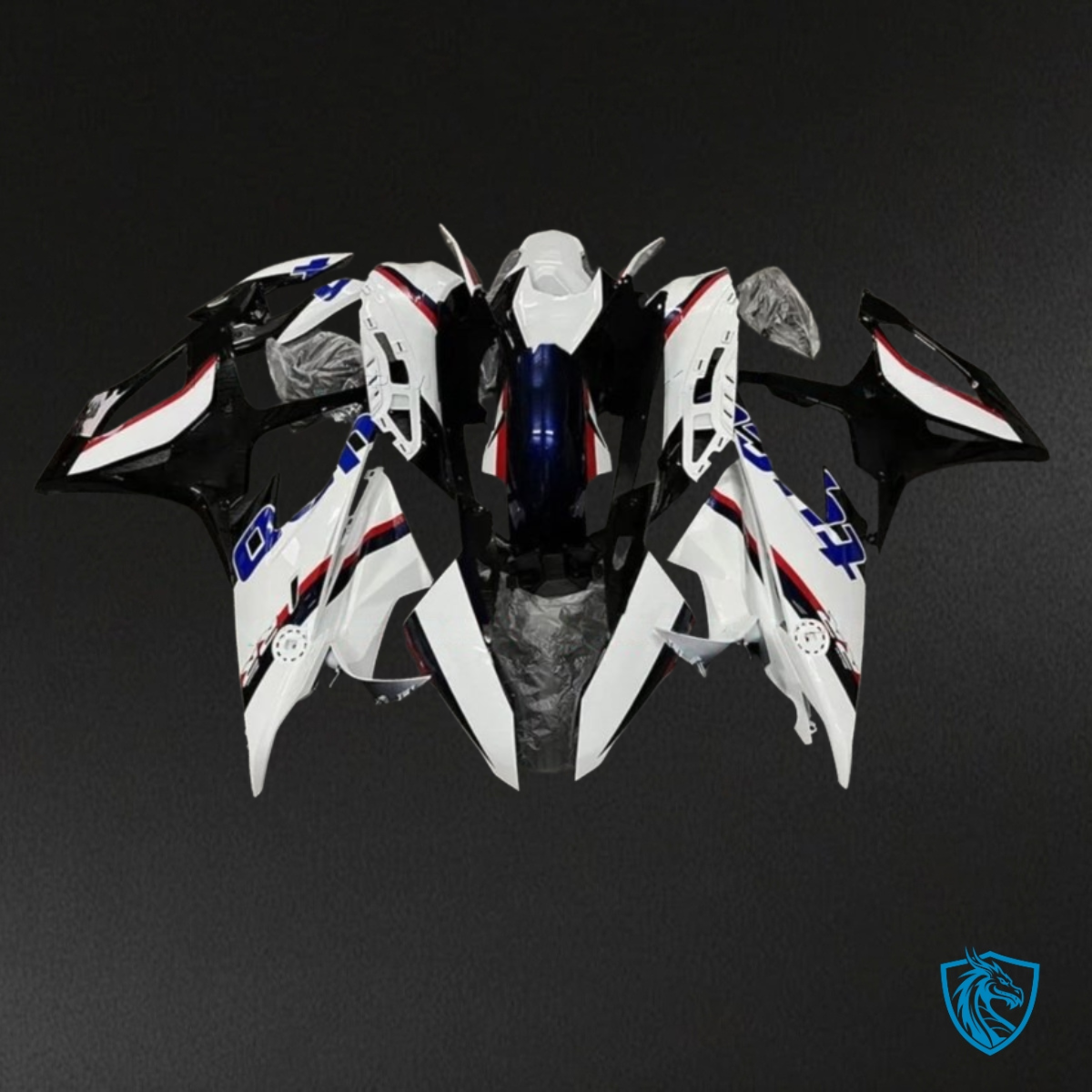 BMW S1000RR (2019-2020) White, Black & Blue - MERGEment Motorcycle Fairings Kit
