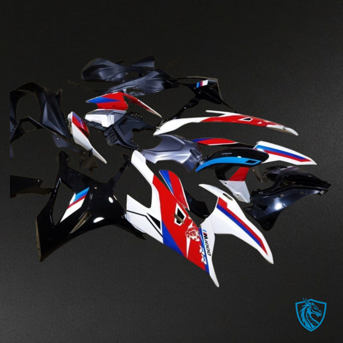 BMW S1000RR (2019-2020) Black, White, Red & Blue Fairing Kit | ABS Bodywork