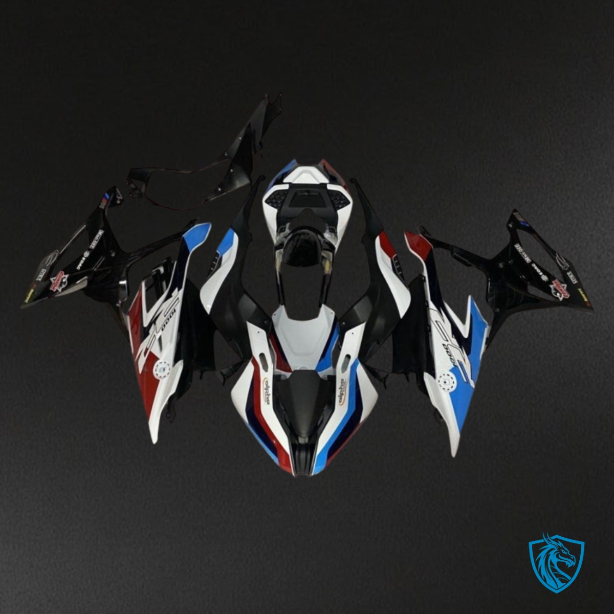 BMW S1000RR (2019-2020) Black, White, Red & Blue - Custom ABS Fairing Kit