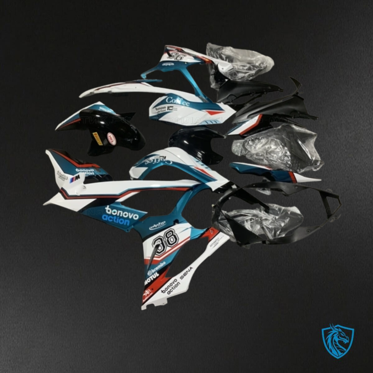 BMW S1000RR (2019-2020) White, Black, Blue & Red - Custom ABS Fairing Kit