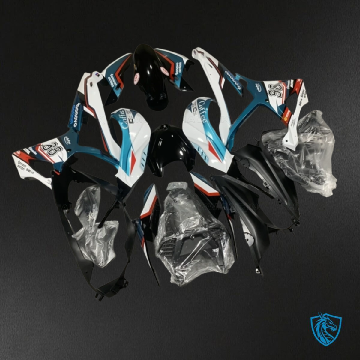 BMW S1000RR (2019-2020) White, Black, Blue & Red - Custom ABS Fairing Kit